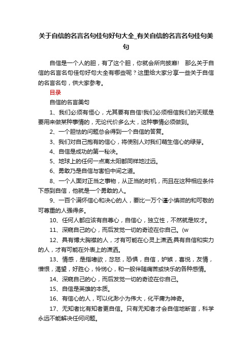 关于自信的名言名句佳句好句大全_有关自信的名言名句佳句美句