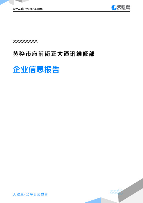 黄骅市府前街正大通讯维修部企业信息报告-天眼查