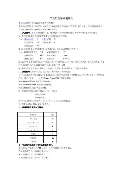 电动机型号命名规则