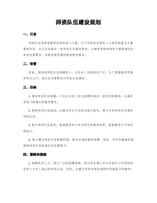 师资队伍建设规划