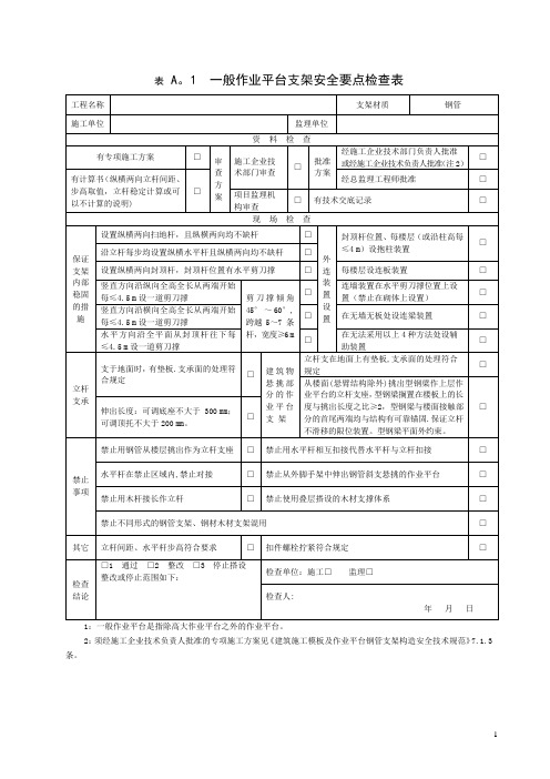 《建筑施工模板及作业平台钢管支架构造安全技术规范》表格电子版