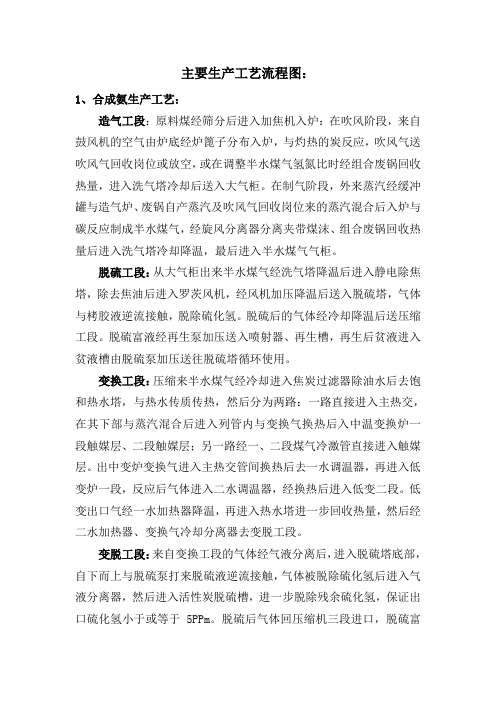 合成氨尿素吗啉甲醇工艺叙述