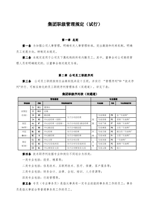 集团职级管理规定 