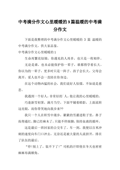 中考满分作文心里暖暖的3篇温暖的中考满分作文