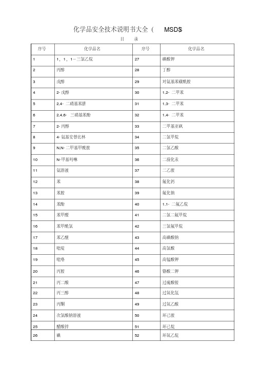 化学品安全技术说明书大全(MSDS)