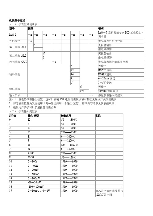 仪表型号定义(精)