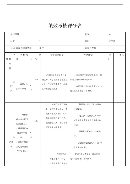 班组长绩效考核表