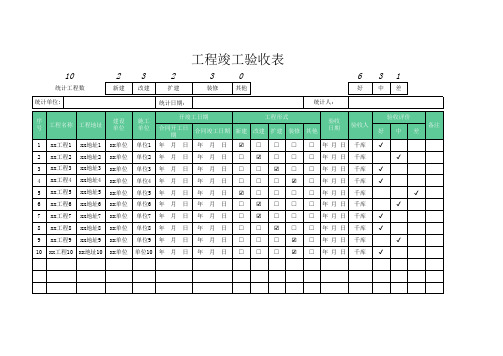 工程竣工验收表Excel模板表格