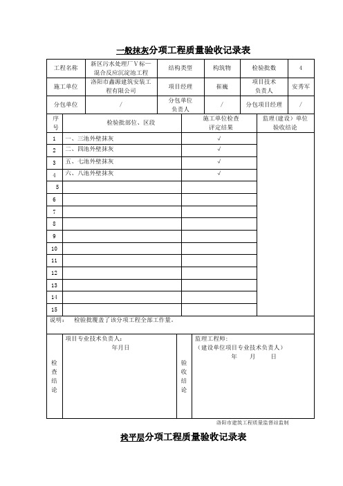 装饰装修分项工程质量验收记录表