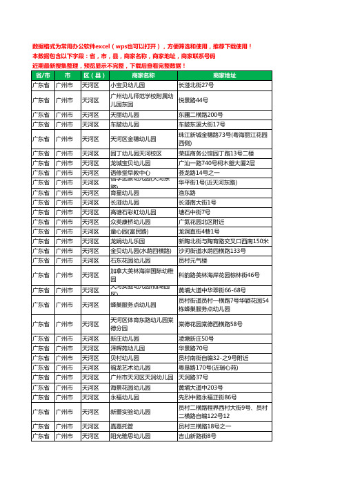 新版广东省广州市天河区幼儿园工商企业公司名录名单黄页大全475家