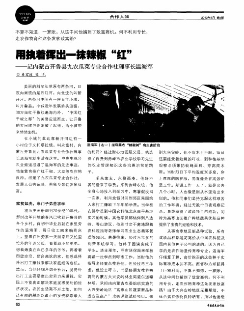 用执着挥出一抹辣椒“红”——记内蒙古开鲁县九农瓜菜专业合作社理事长温海军