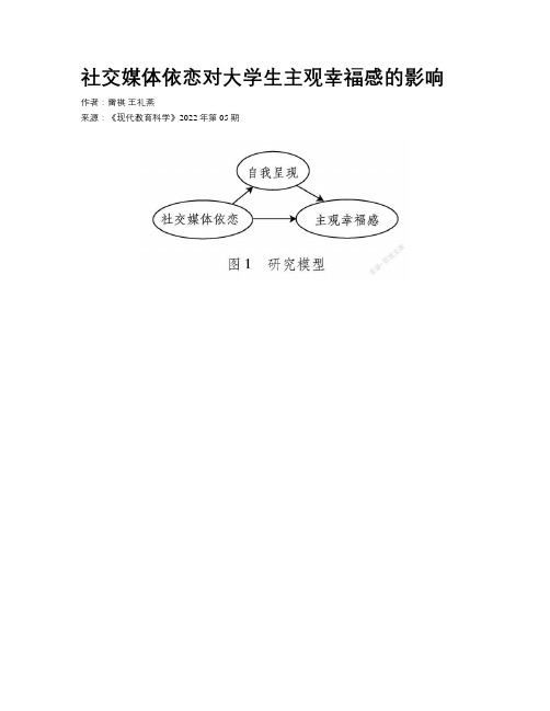 社交媒体依恋对大学生主观幸福感的影响