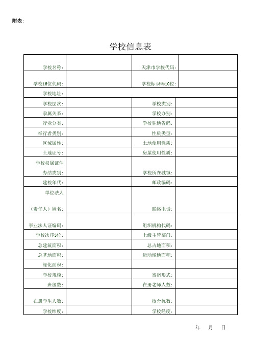 附表代码管理系统学校信息表