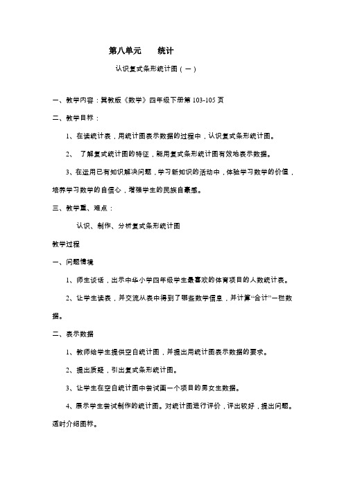 2017年春季冀教版四年级数学下学期第7单元、复式条形统计图单元复习教案1