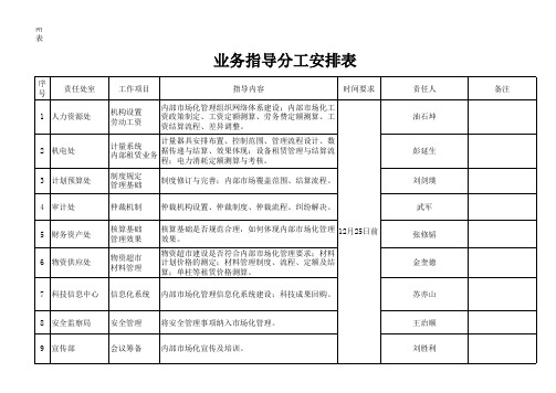 现场会议分工落实表