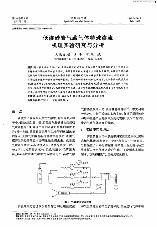 低渗砂岩气藏气体特殊渗流机理实验研究与分析