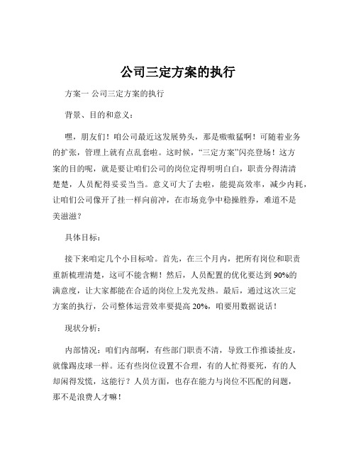 公司三定方案的执行