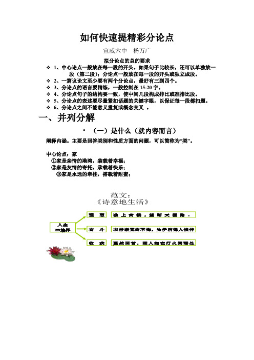 高考议论文分论点写法及满分范例