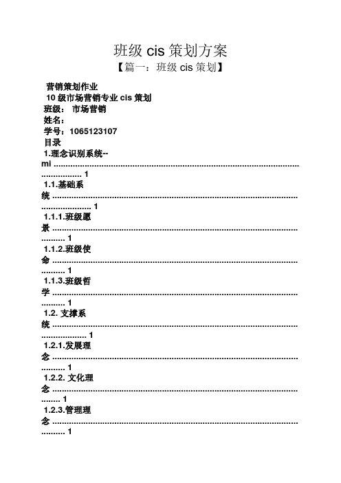 班级cis策划方案