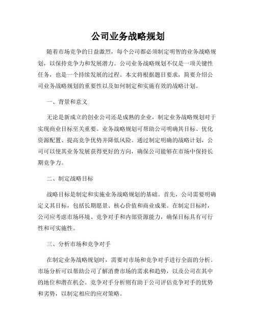 公司业务战略规划