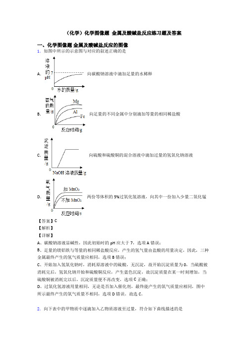 (化学)化学图像题 金属及酸碱盐反应练习题及答案