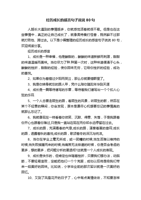 经历成长的感言句子说说80句