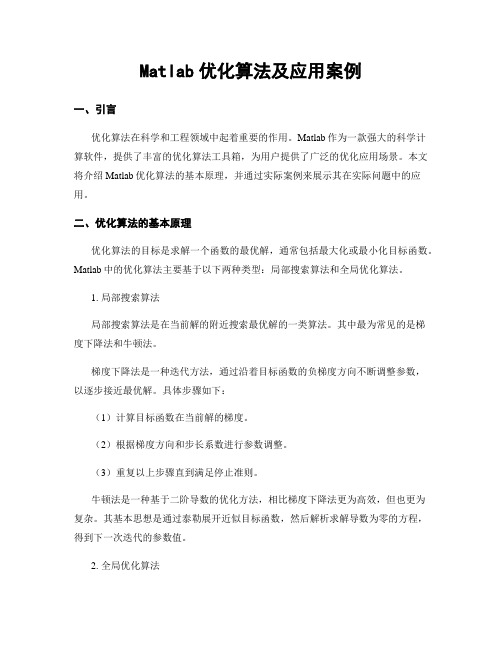 Matlab优化算法及应用案例