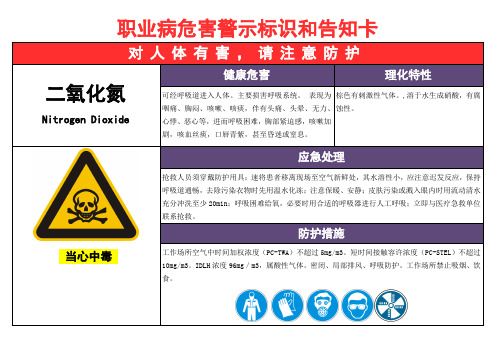 二氧化氮职业病危害告知卡