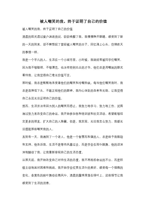 被人嘲笑的我,终于证明了自己的价值