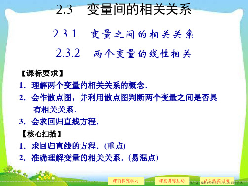 高中数学必修三《2.3.1-2.3.2两个变量的相关性》课件