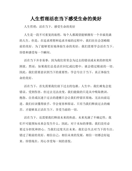 人生哲理活在当下感受生命的美好