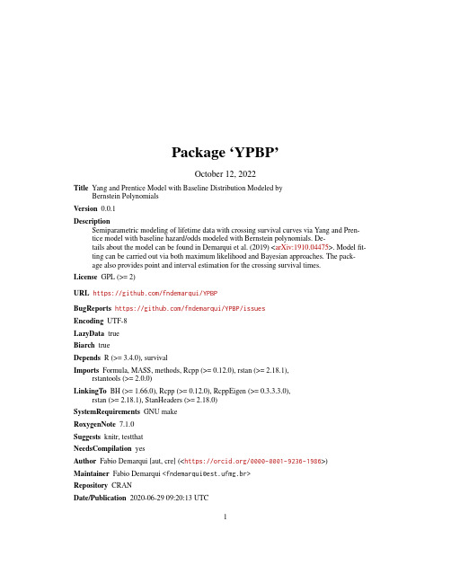 YPBP软件包:杨和普雷斯特模型与基线分布模型使用Bernstein多项式说明书