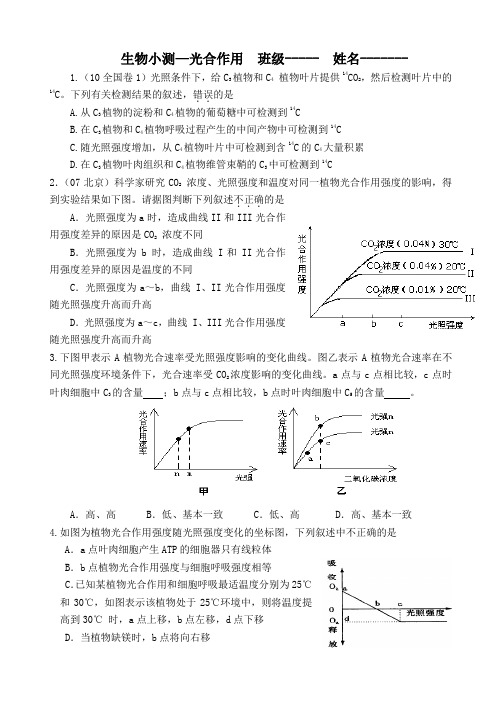 光合作用一轮复习