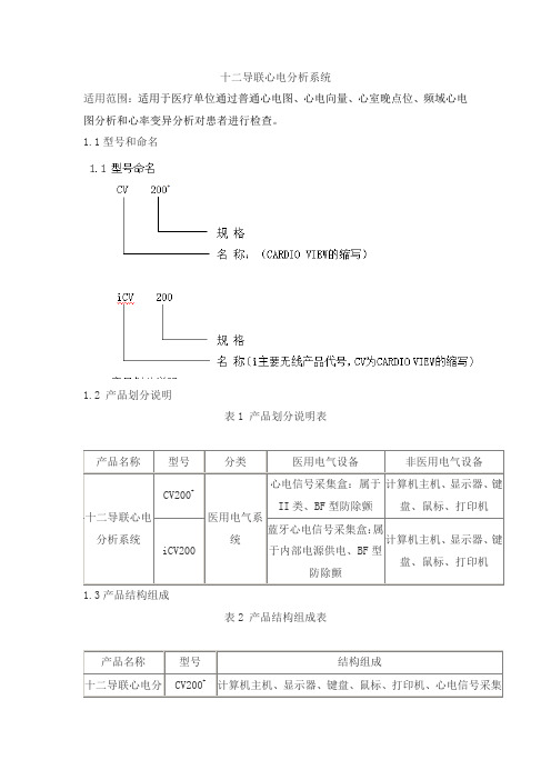 十二导联心电分析系统产品技术要求gushanfeng