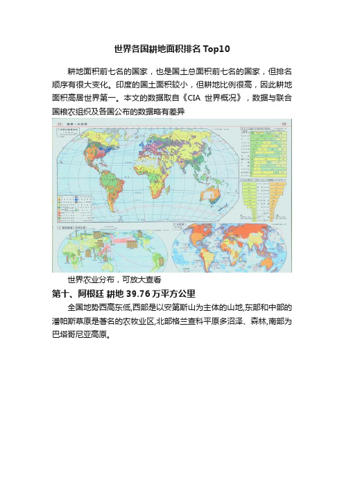 世界各国耕地面积排名Top10