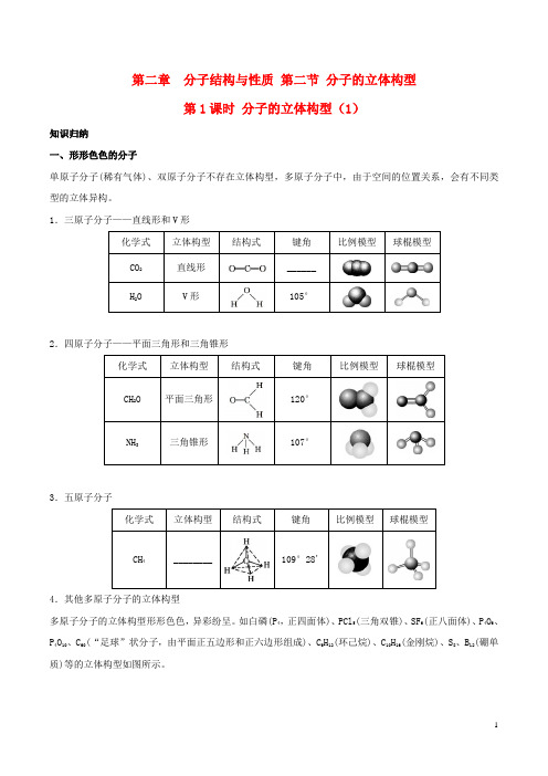 17年高中化学第二章分子结构与性质2.2分子的立体构型(第1课时)分子的立体构型(1)3