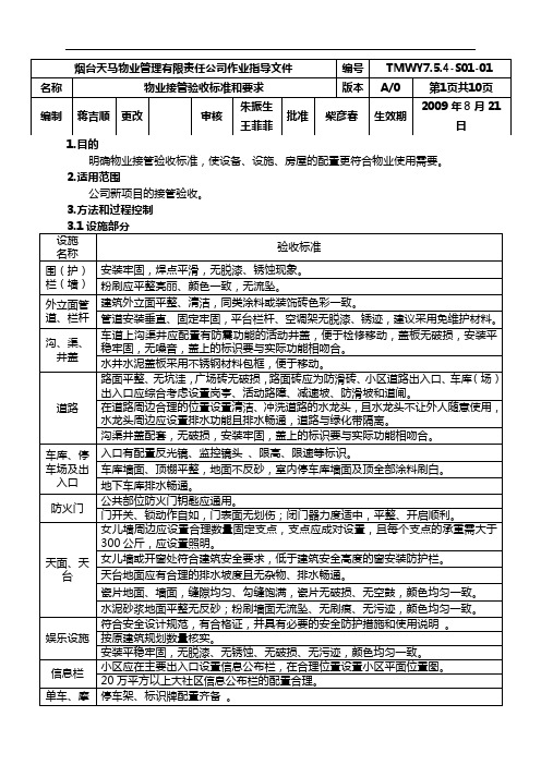 7.5.4-S01-01物业接管验收标准和要求A0