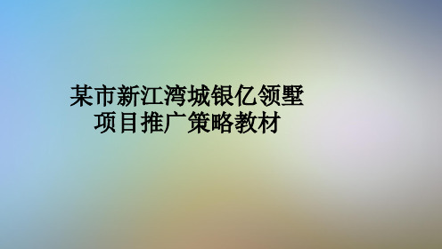 某市新江湾城银亿领墅项目推广策略教材