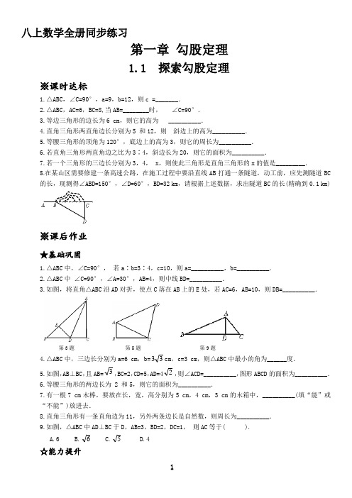 北师大版八年级上册数学全册同步练习(全套)