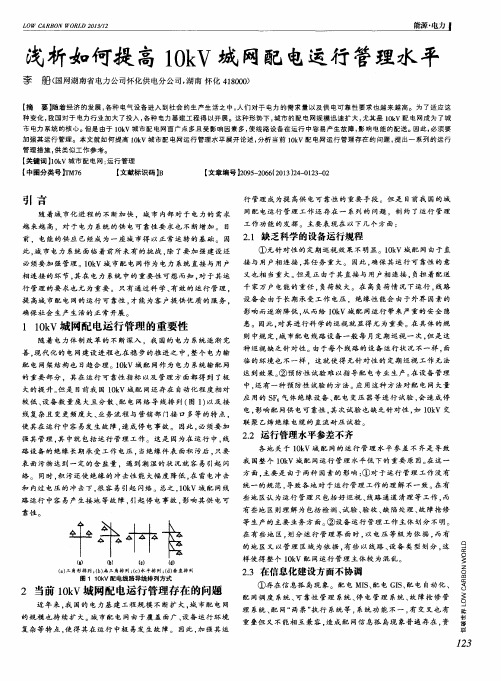 浅析如何提高10kV城网配电运行管理水平