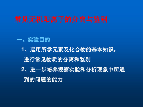 《无机化学实验》课件——实验十八 常见无机阳离子的分离与鉴别2