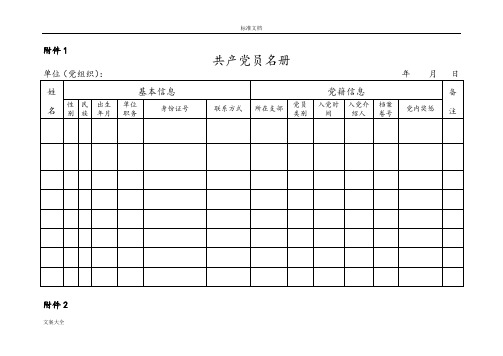 党员组织关系排查表 (空表)