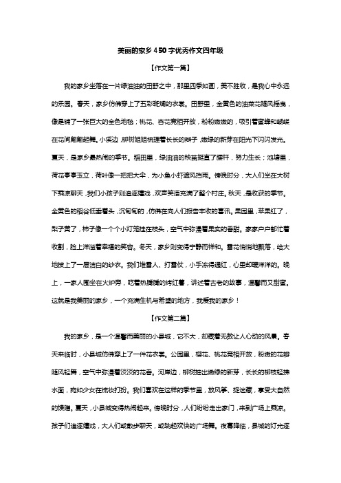 美丽的家乡450字优秀作文四年级