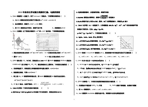 2013年高考化学试题分类解析汇编：电解质溶a液