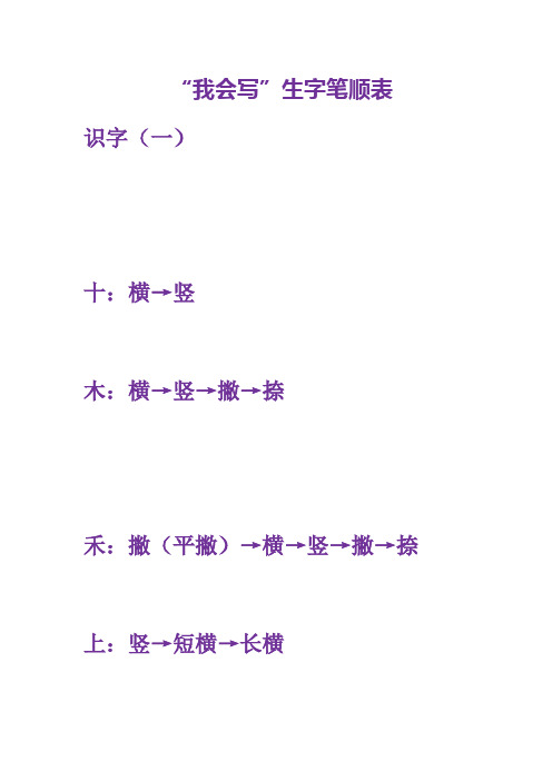 100生字笔画笔顺整理