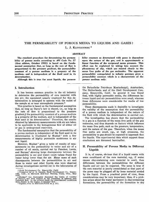 1941克林贝尔The Permeability Of Porous Media To Liquids And Gases