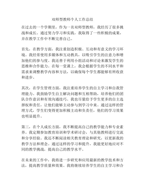 双师型教师个人工作总结