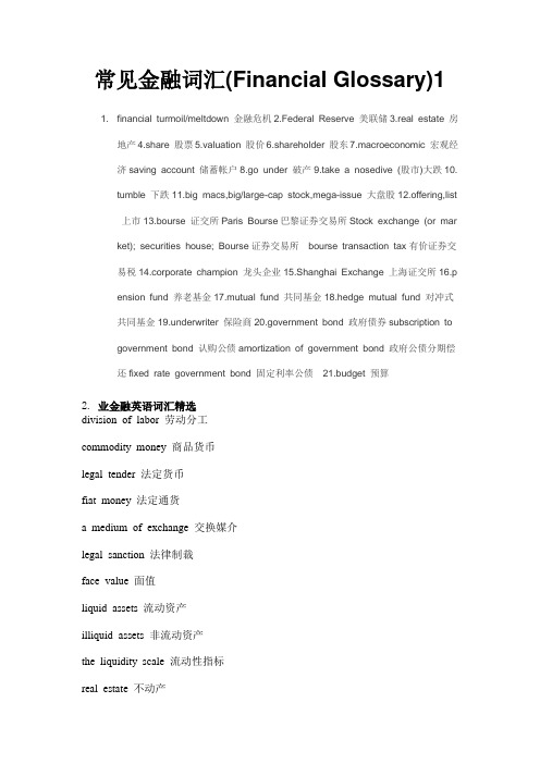 常见金融词汇