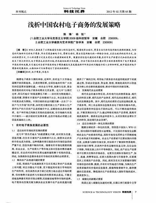 浅析中国农村电子商务的发展策略