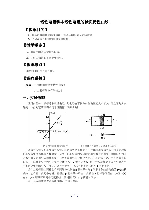 非线性电阻的伏安特性曲线实验